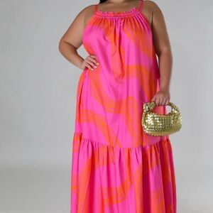 Pink and Orange Maxi Dress